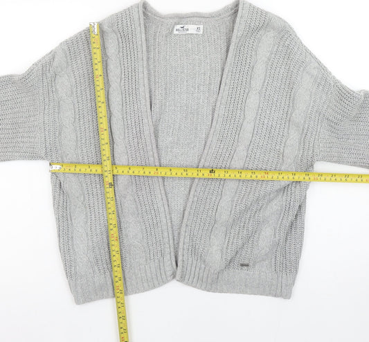 Hollister Women’s Grey Cable-Knit Open Front Cardigan XS