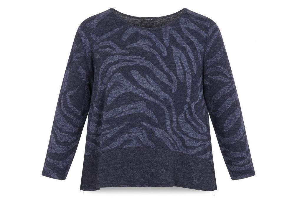 Front view of Roman Women Blue Animal Print Relaxed jumper M