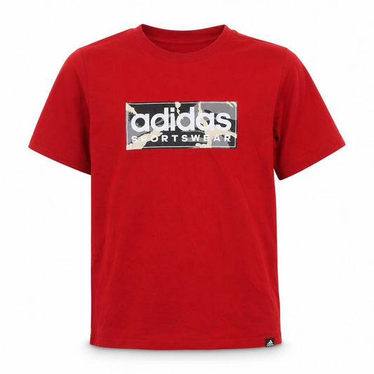 adidas Boys Red Sportswear Logo Cotton Short Sleeve T-Shirt 11-12 Years
