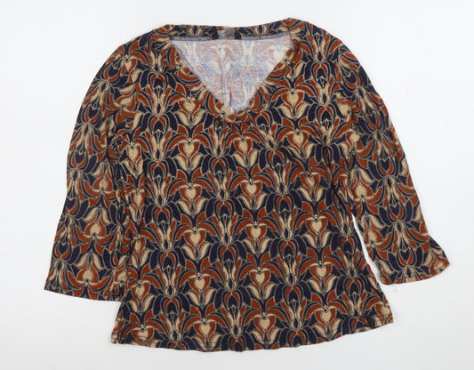 M&Co Women’s Multicoloured Petite V-Neck Tunic Blouse Size 10