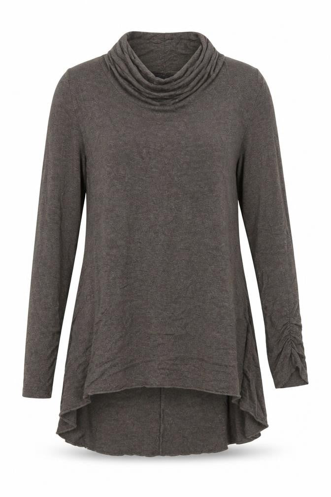 Passport Women Brown Long Sleeve Cowl Neck Tunic Blouse Size 12
