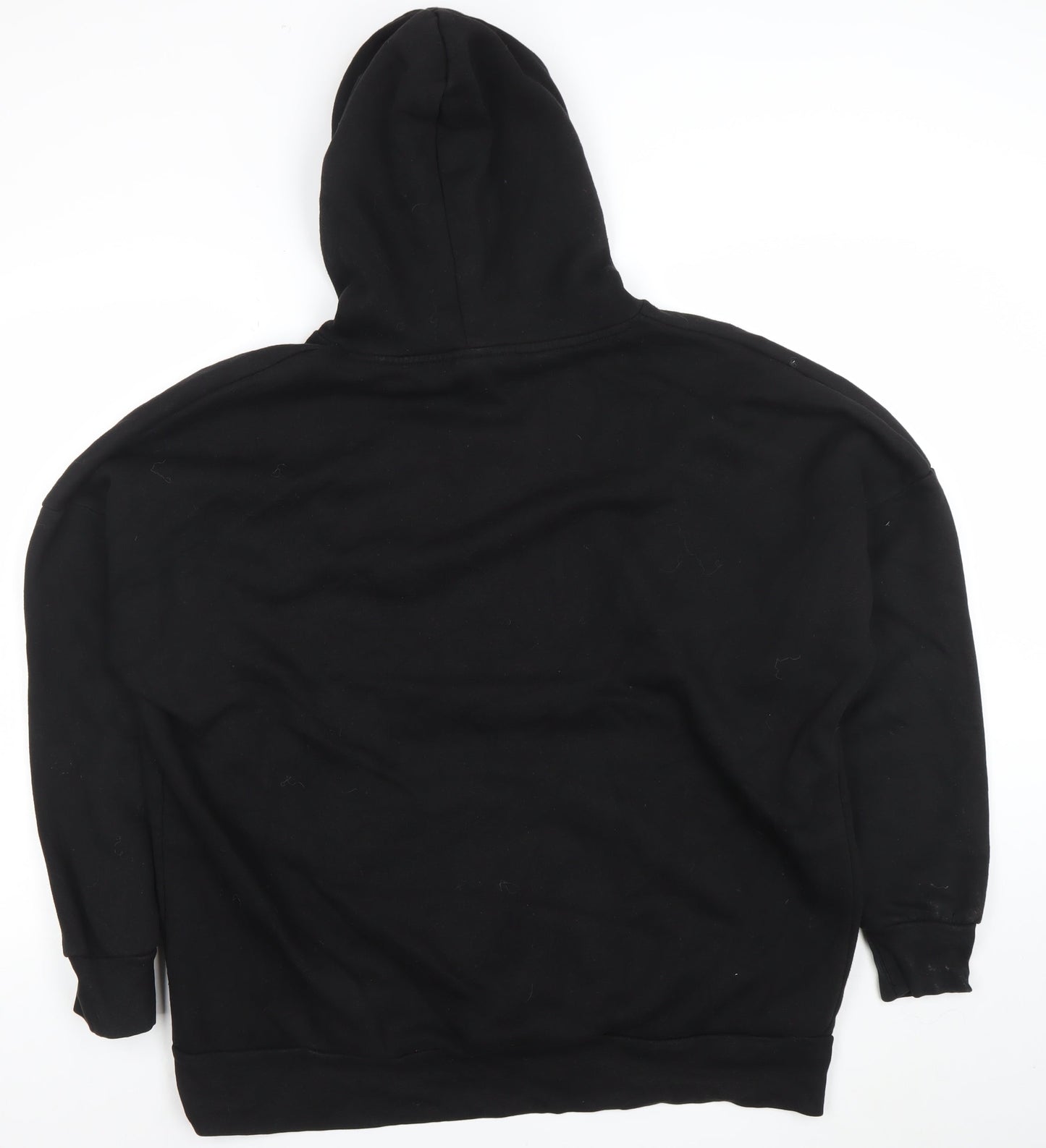 Bench Women Black L Hoodie Pullover Cotton Blend Logo Front