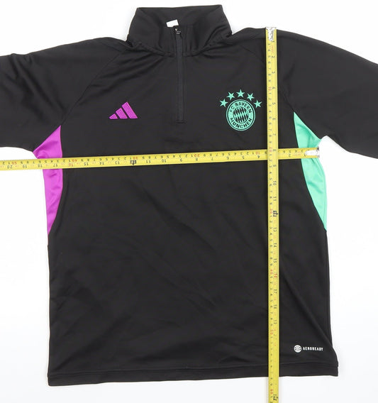 Adidas Boys Black 1/4 Zip FC Bayern Munich Football Top Size 18 Years