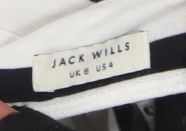 Jack Wills Womens White Black Striped Off Shoulder Cropped Top UK 8
