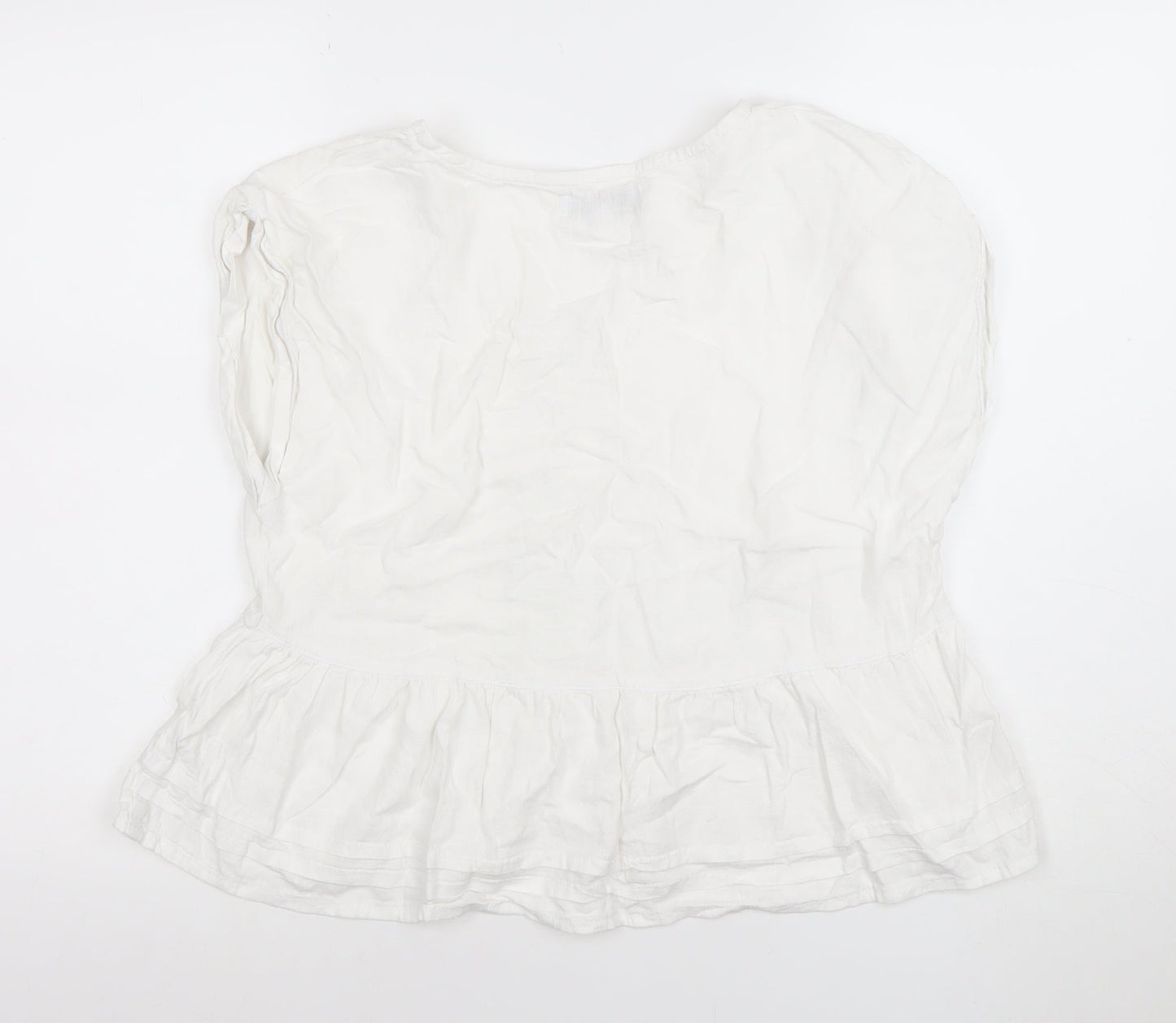 Next Women’s White Linen Blend Button Tunic Blouse Size 12