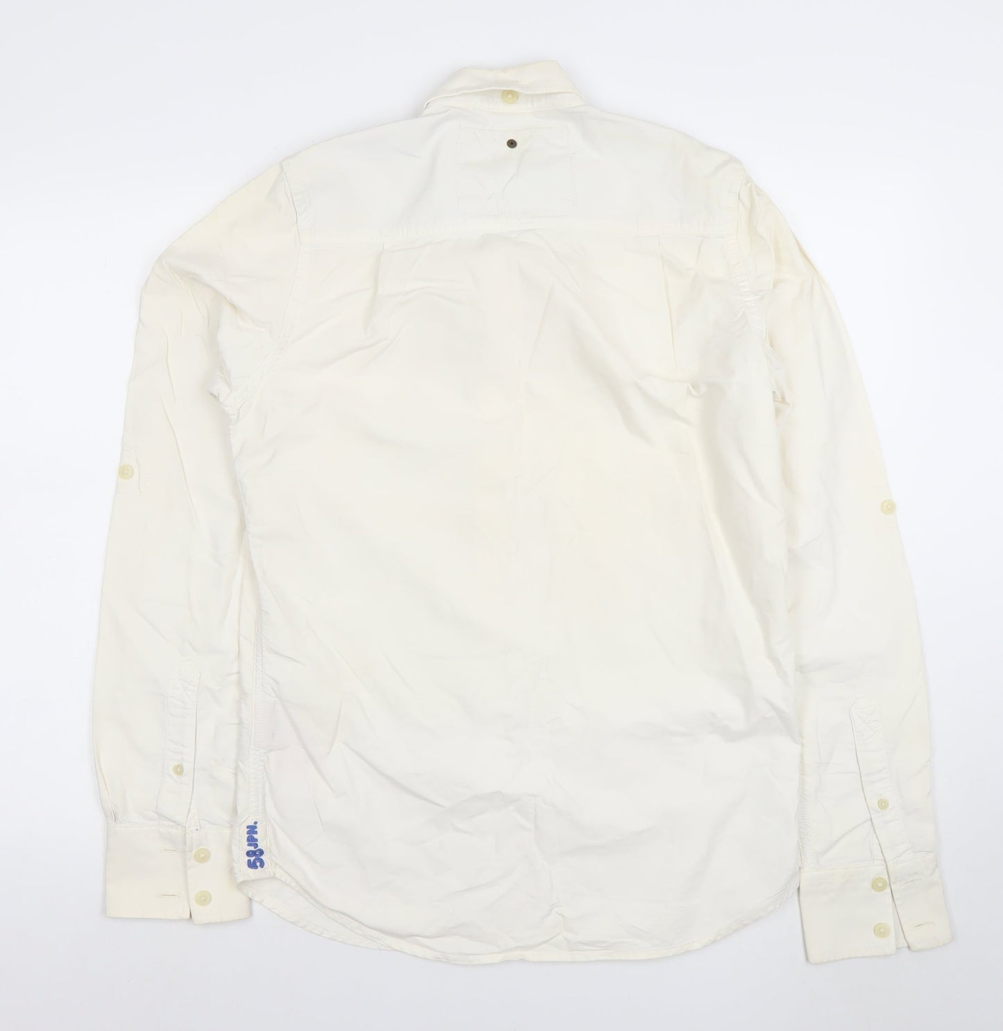 Superdry Mens Ivory Cotton Long Sleeve Button Down Shirt M