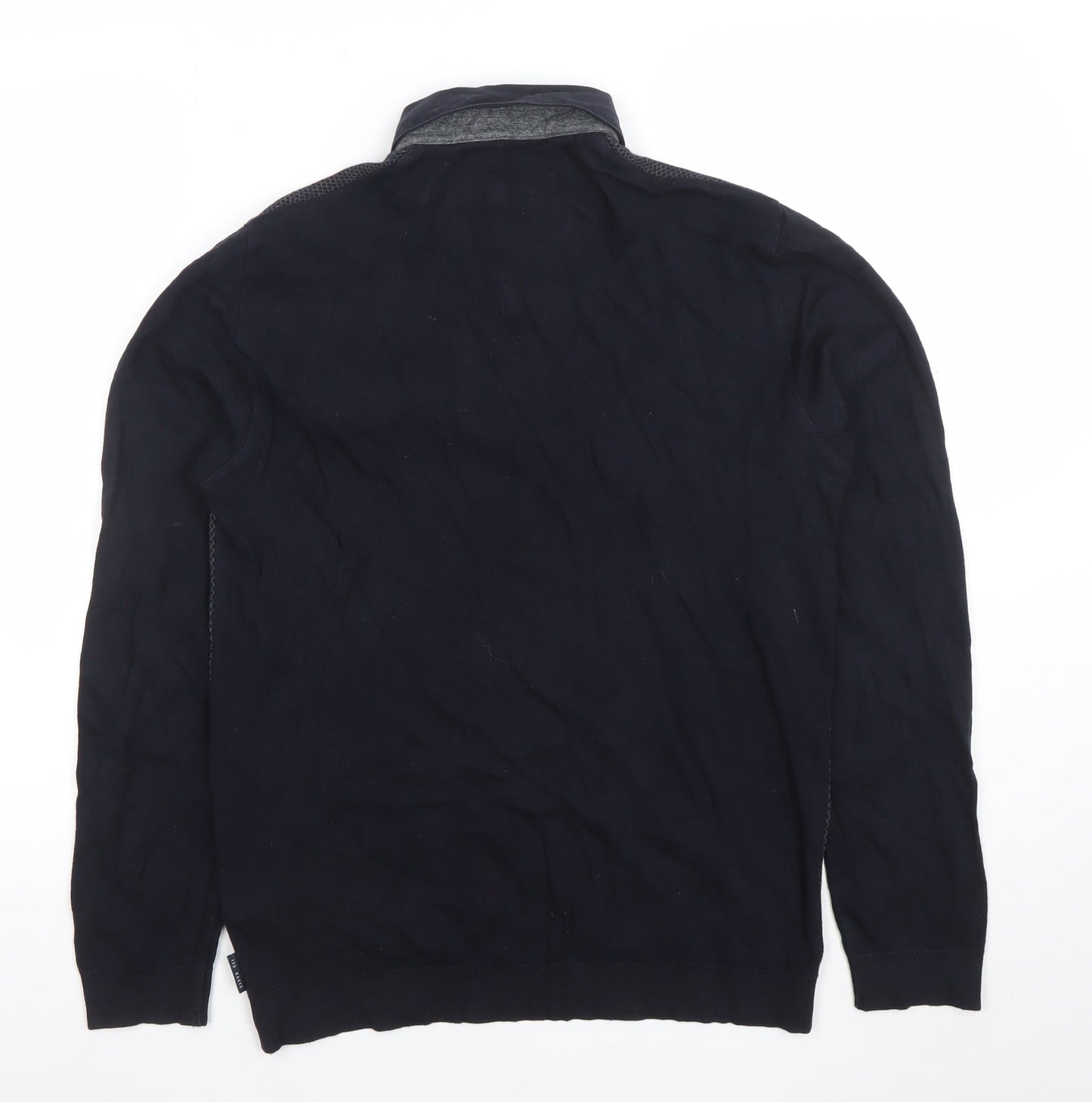 Ted Baker Men’s Black Geometric Long Sleeve Polo Shirt Size M