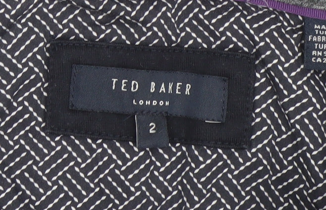 Ted Baker Men’s Black Geometric Long Sleeve Polo Shirt Size M