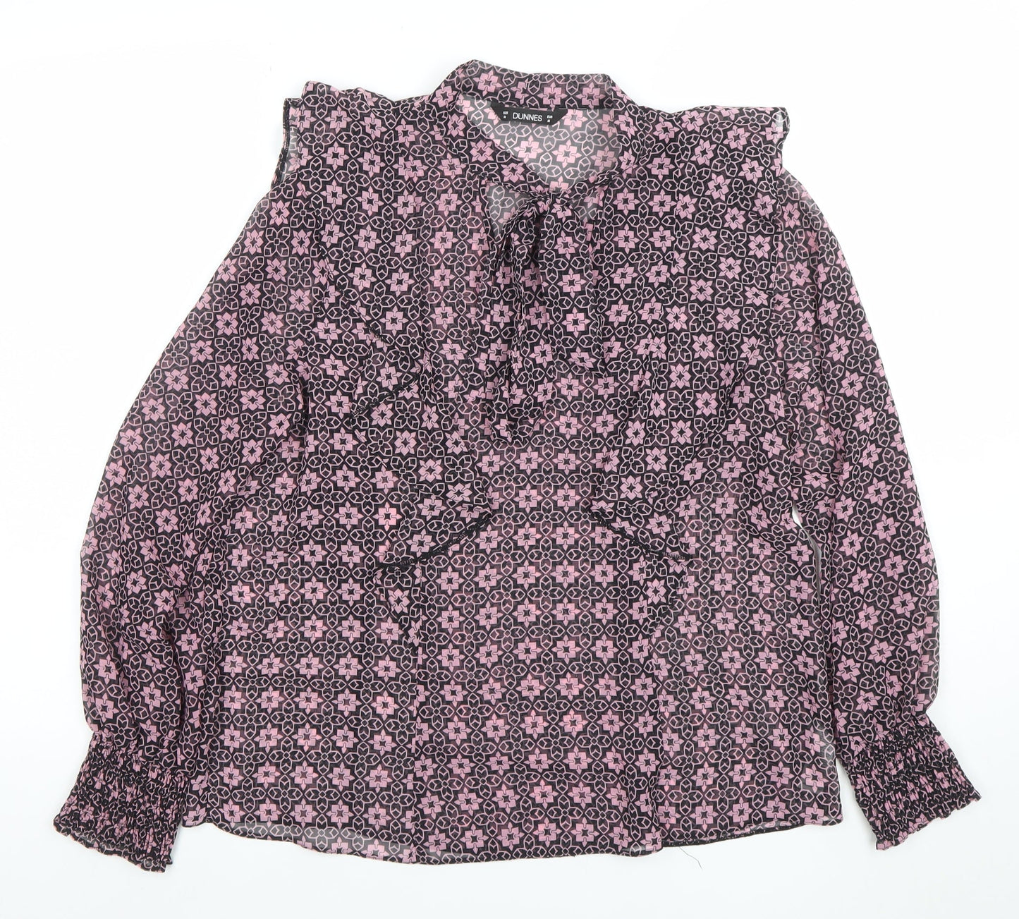Dunnes Womens Pink Floral Long Sleeve Blouse Size M