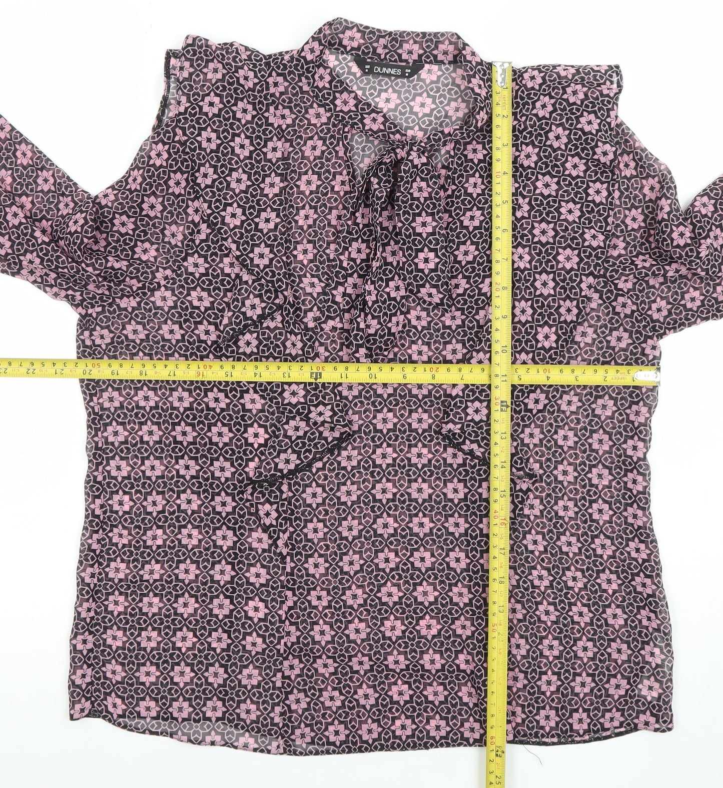 Dunnes Womens Pink Floral Long Sleeve Blouse Size M