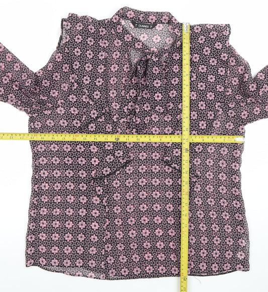 Dunnes Womens Pink Floral Long Sleeve Blouse Size M
