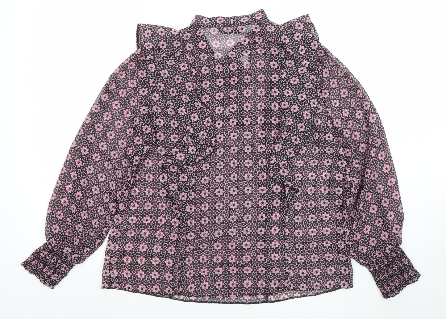 Dunnes Womens Pink Floral Long Sleeve Blouse Size M