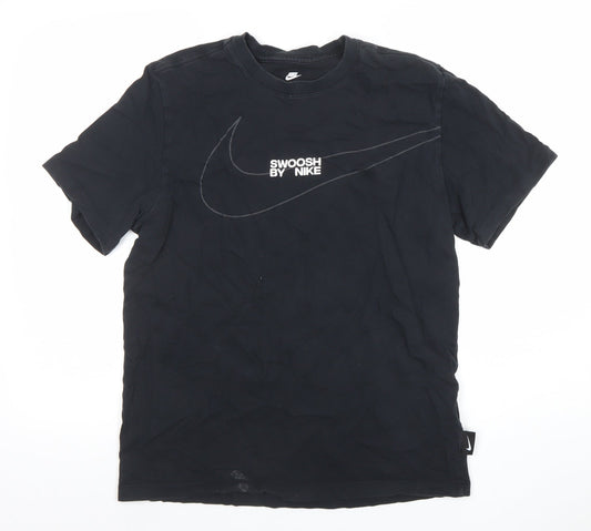 Nike Men Black Cotton Graphic Sports T-Shirt M