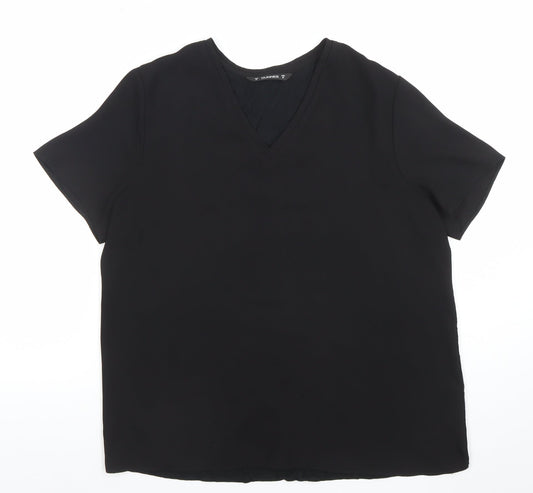 Dunnes Women's Black V-Neck Short Sleeve Basic T-Shirt M