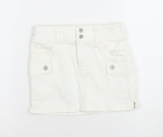 GAP Kids Girls White Cotton Cargo Mini Skirt Age 6 Adjustable Waist