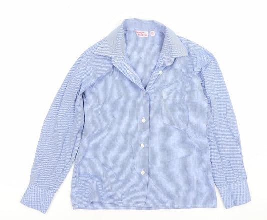 Hunter Boys Blue Check Long Sleeve Button-Up Shirt 30 Inch Classic Fit