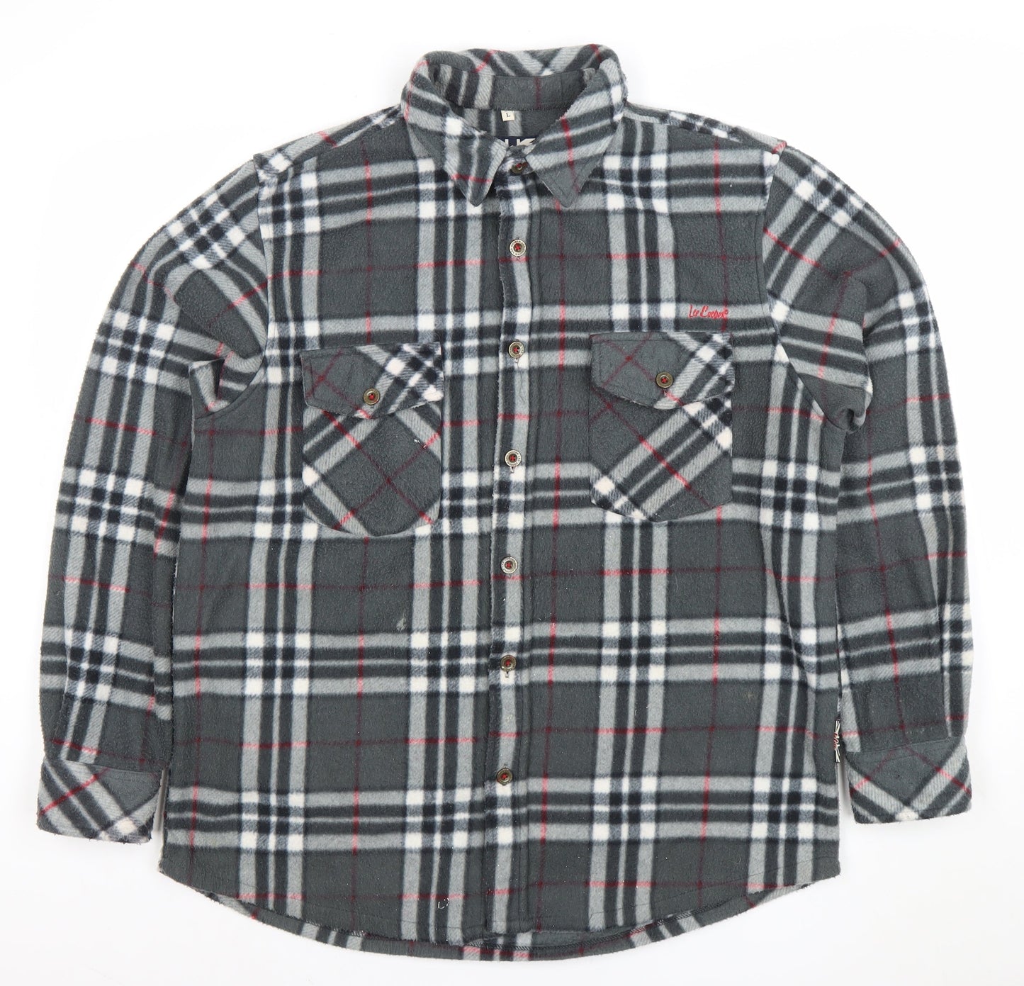 Lee Cooper Mens Grey Check Fleece Shirt Jacket L Regular Fit