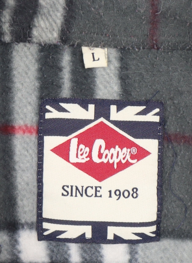 Lee Cooper Mens Grey Check Fleece Shirt Jacket L Regular Fit