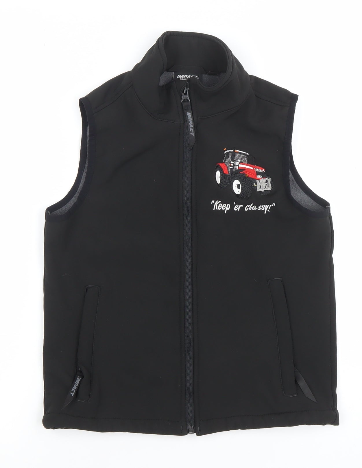 Impact Protection Boys Black 7-8 Years Tractor Embroidered Softshell Bodywarmer