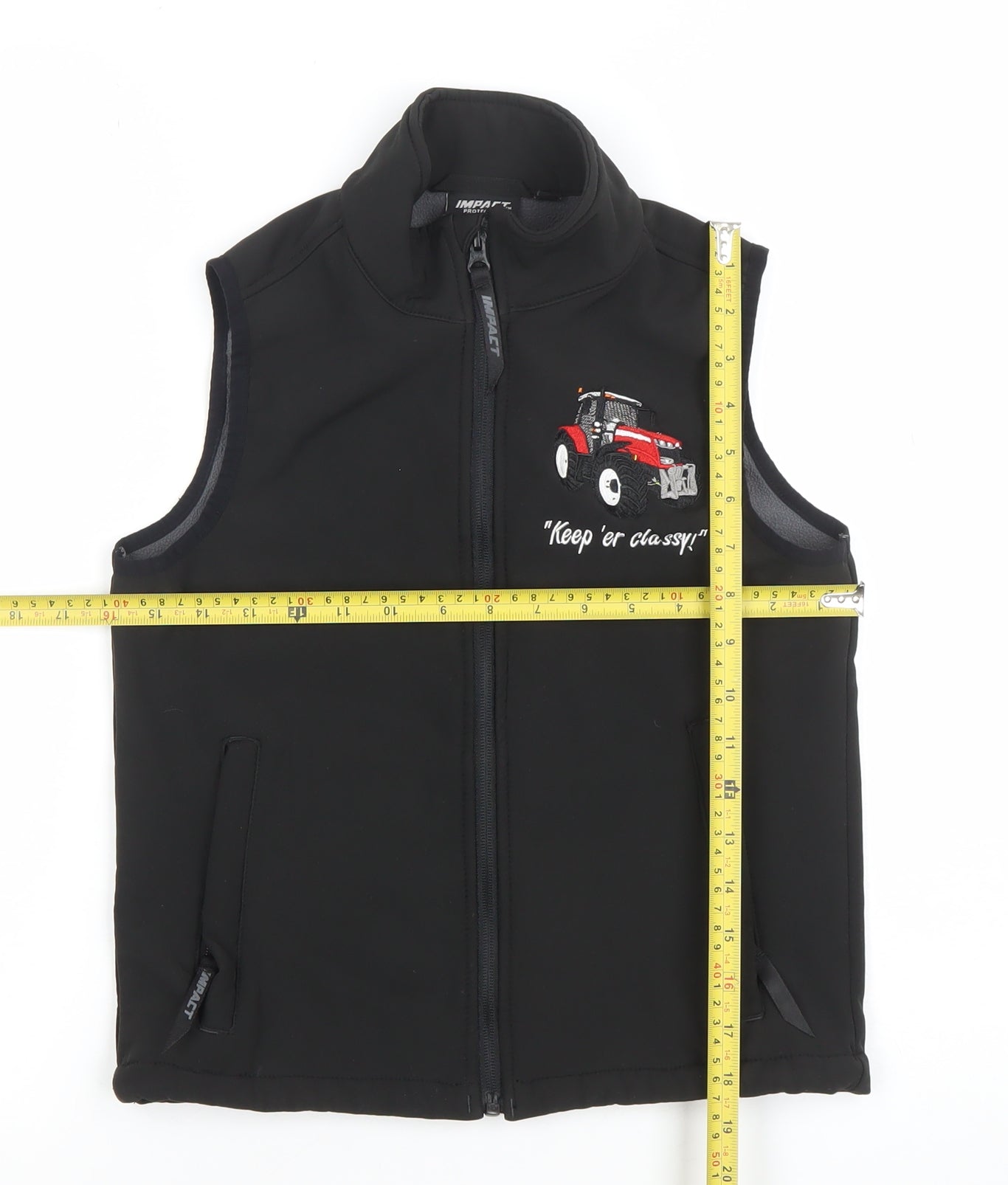Impact Protection Boys Black 7-8 Years Tractor Embroidered Softshell Bodywarmer