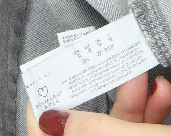 Primark Women’s Grey Skinny Stretch Jeans Size 20 Regular 32in