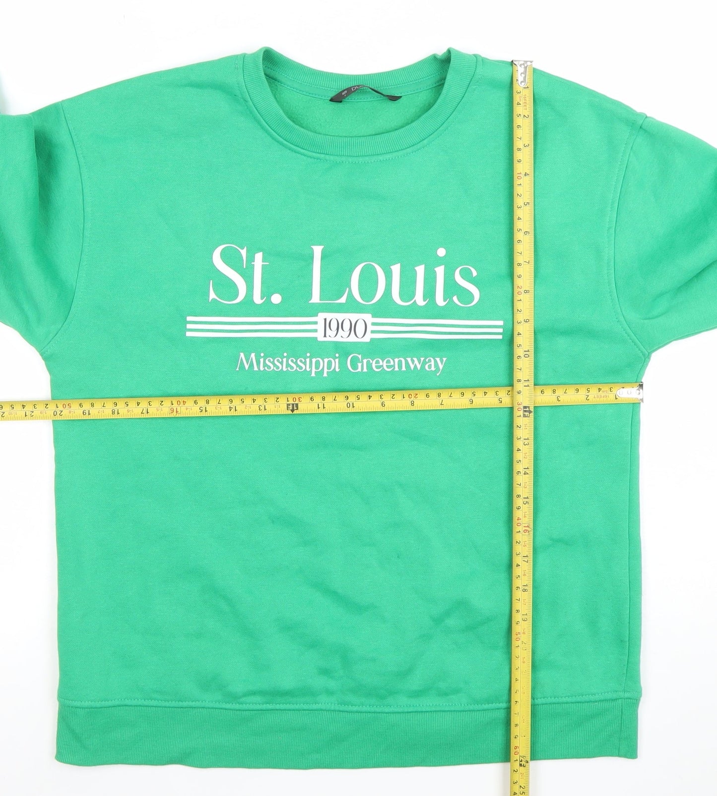 Dunnes Women’s Green St. Louis 1990 Crew Neck Pullover Sweatshirt Size S