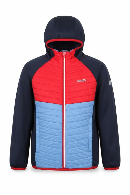 Front view of Regatta boys’ multicoloured 13 years hooded puffer jacket