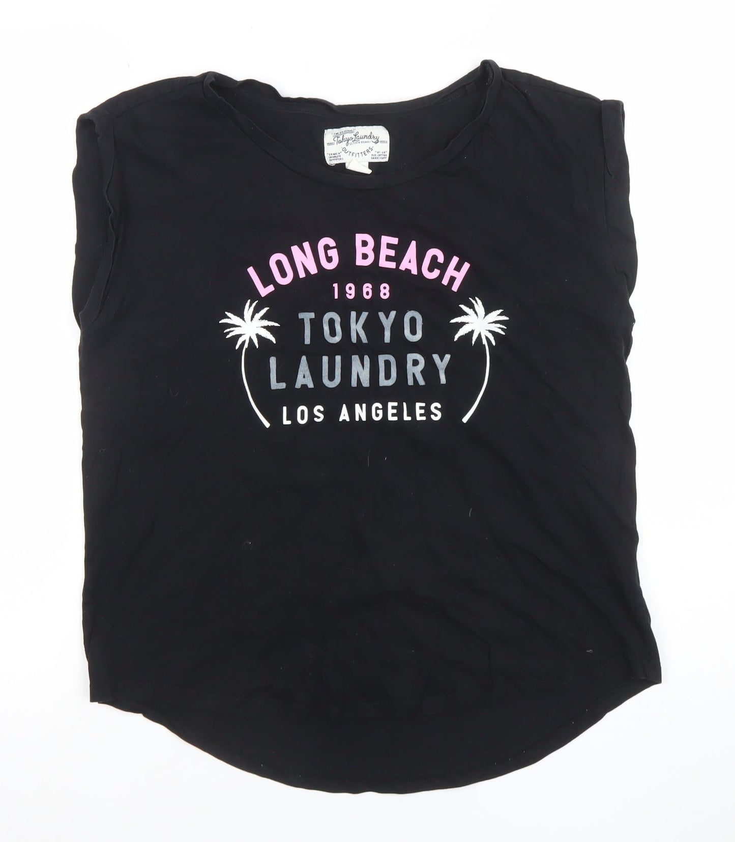 Tokyo Laundry Women's Black Crew Neck Sleeveless T-Shirt Size 14