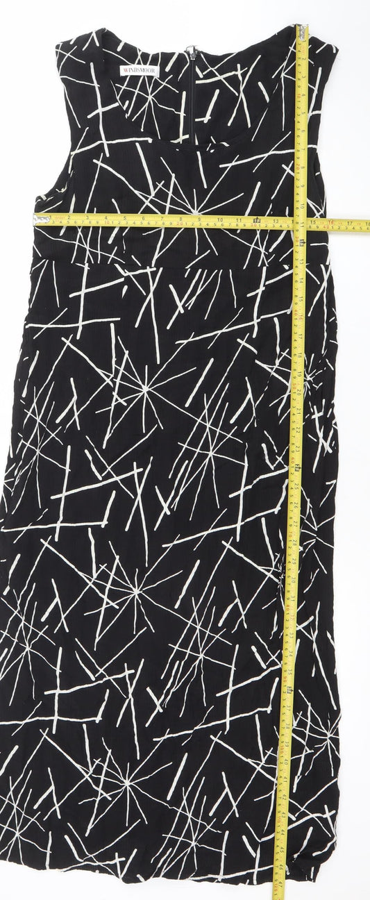 Windsmoor Women’s Black Geometric Sleeveless Sheath Dress Size 16