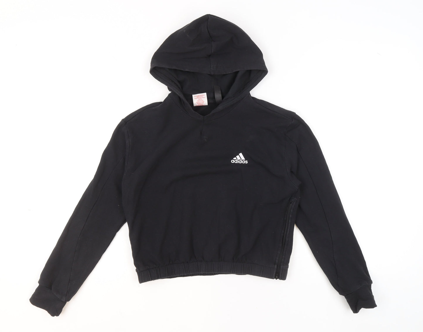 Adidas Girls Black Hoodie 11-12 Years Pullover Sportswear Cotton Blend