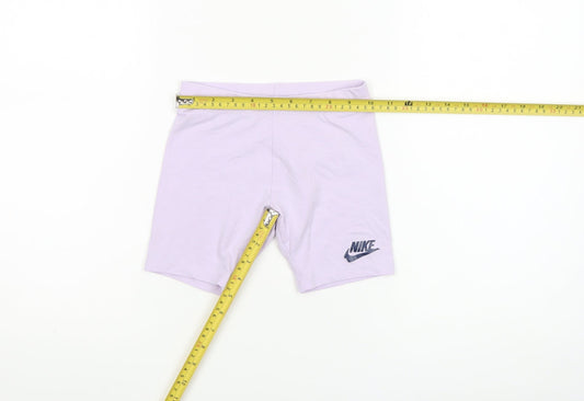 Nike Girls Purple Biker Shorts 6-7 Years Stretch Cotton Blend Activewear