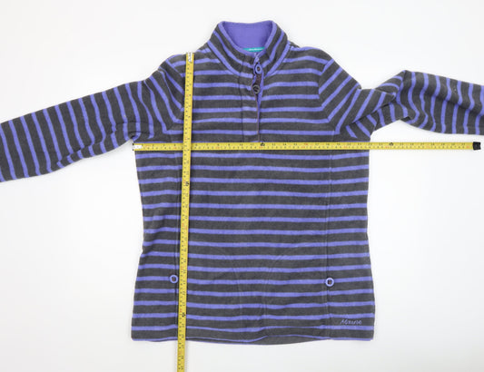 Maine Women Purple & Grey Striped Fleece Pullover Sweatshirt Size 18