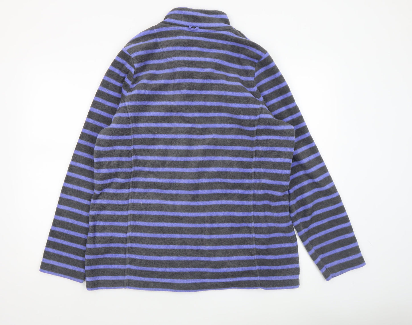 Maine Women Purple & Grey Striped Fleece Pullover Sweatshirt Size 18