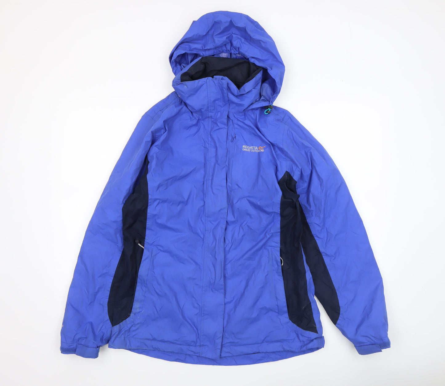 Regatta Great Outdoors Women Blue Waterproof Hooded Rain Jacket UK 12