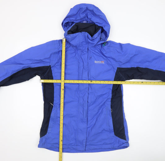 Regatta Great Outdoors Women Blue Waterproof Hooded Rain Jacket UK 12