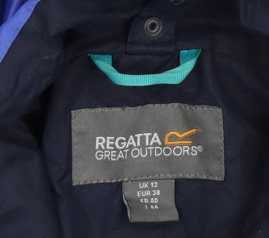 Regatta Great Outdoors Women Blue Waterproof Hooded Rain Jacket UK 12