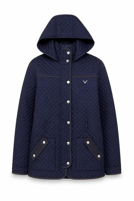 Voi Jeans Co. Women's Blue Quilted Hooded Jacket Size 12