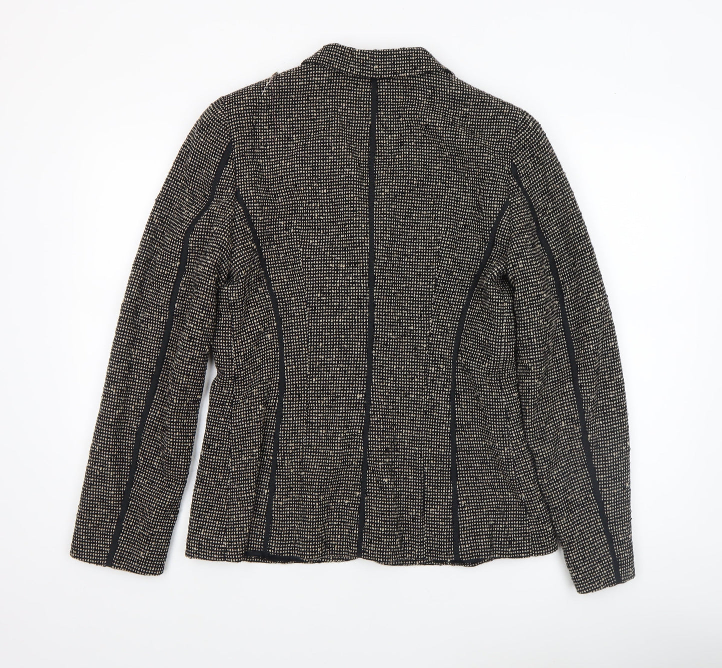 MaxMara Women's Black Tweed Wool Blend Tailored Blazer Size 12