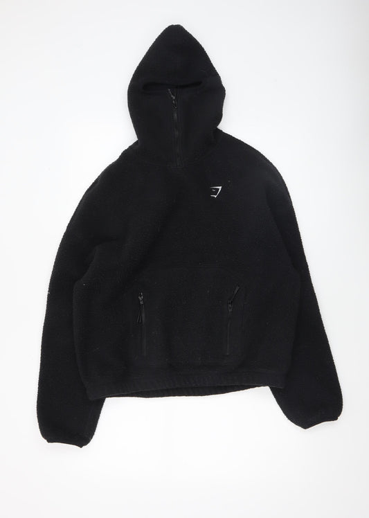 Gymshark Women's Black Small Fleece 1/4 Zip Hoodie Pullover