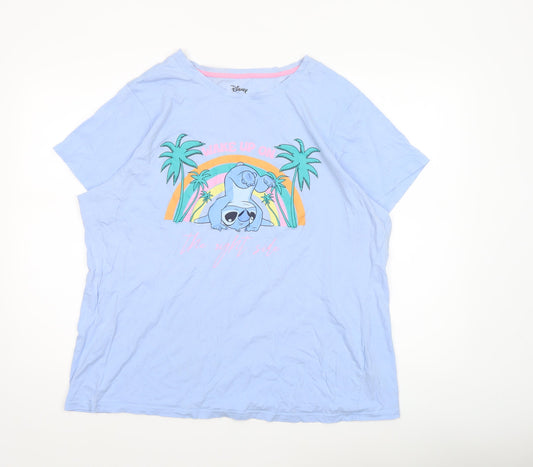Disney Women’s Blue Stitch Nightshirt XL T-Shirt Style Cotton