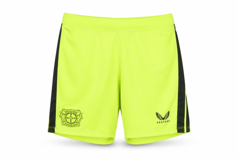 Front view of Castore boys’ yellow athletic football shorts size 158cm jl