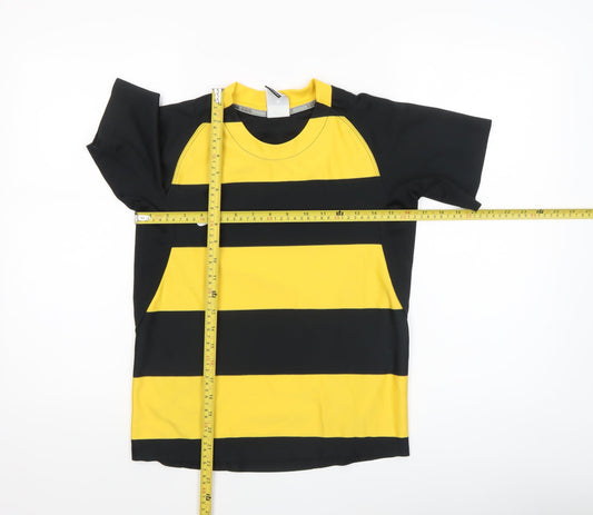 Nike Boys Yellow Black Striped Dri-FIT Athletic Jersey T-Shirt 10-11 Years