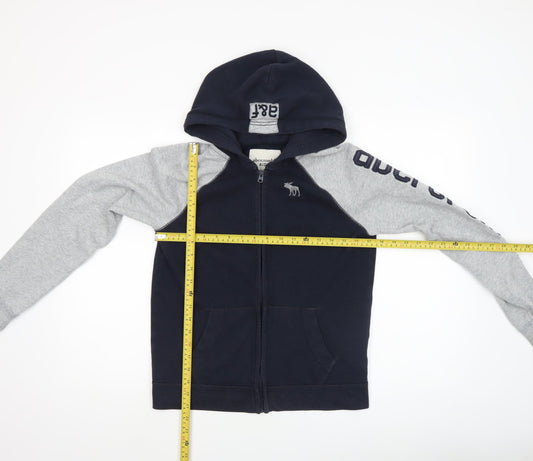 Abercrombie Kids Boys Blue Full Zip Hoodie 13-14 Years Logo Fleece