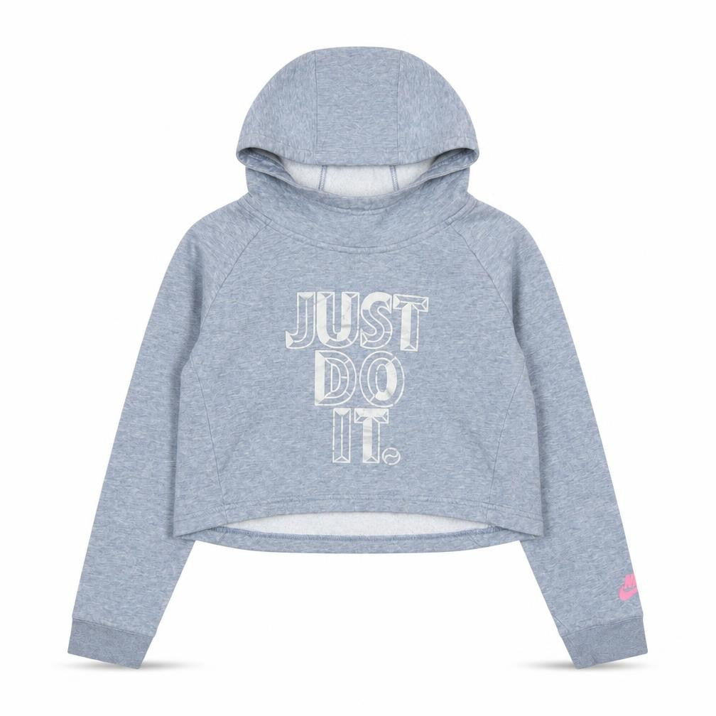 Nike Girls Grey Pullover Hoodie XL 14-15 Years Just Do It Graphic Hooded Top