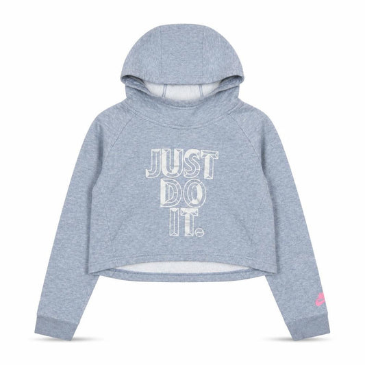 Nike Girls Grey Pullover Hoodie XL 14-15 Years Just Do It Graphic Hooded Top