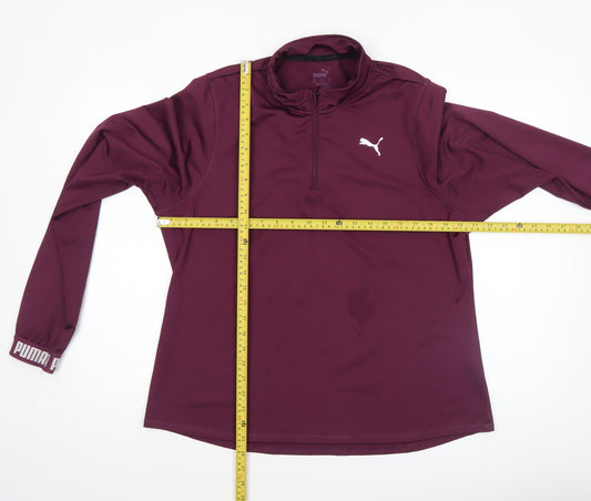 Puma Womens Burgundy 1/4 Zip Pullover Sweatshirt XL Polyester
