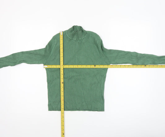Diesel Women's Green Mock Neck Ribbed Knit Slim Pullover Jumper M
