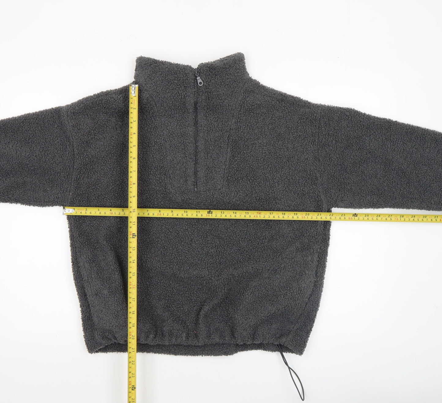New Look Women’s Grey 1/4 Zip Fleece Pullover Sweatshirt Size S