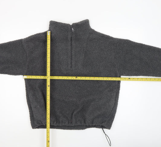 New Look Women’s Grey 1/4 Zip Fleece Pullover Sweatshirt Size S