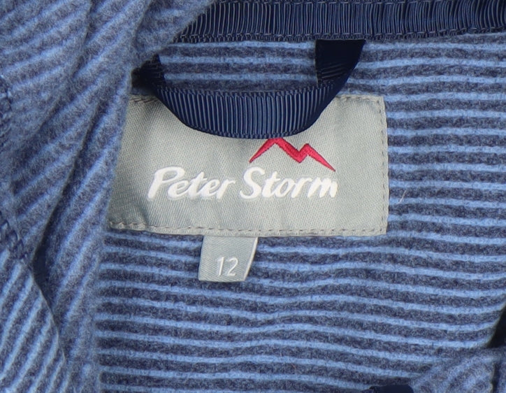 Peter Storm Women's Blue Striped Full Zip Hoodie Size 12